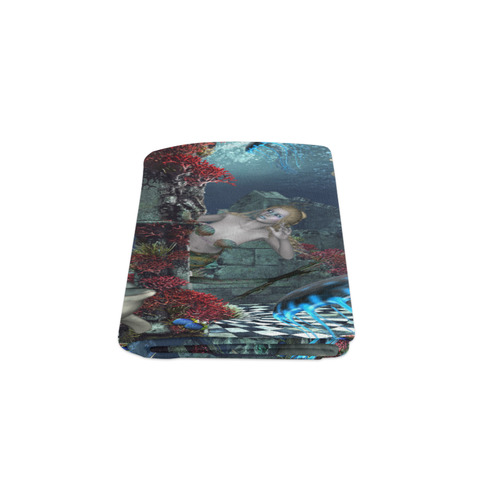 Beautiful mermaid swimming with dolphin Blanket 50"x60"