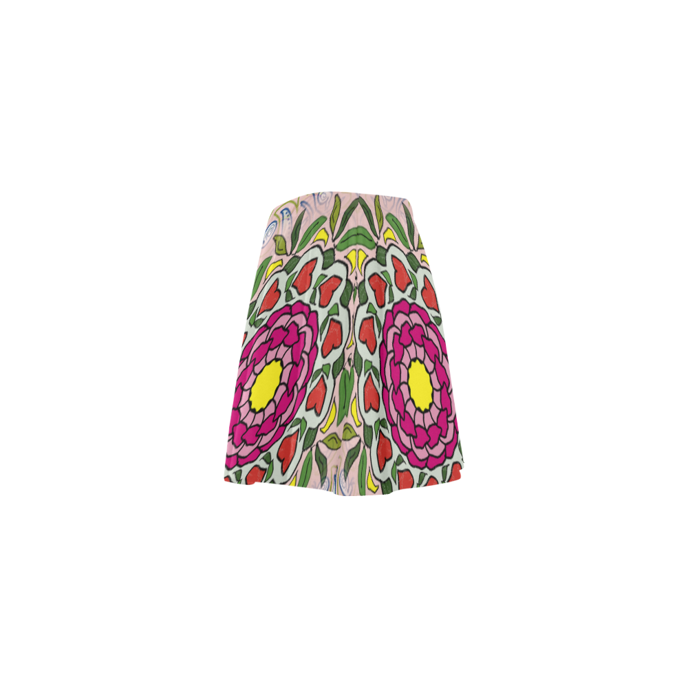 Garden Party Doodle Art Mini Skating Skirt (Model D36)