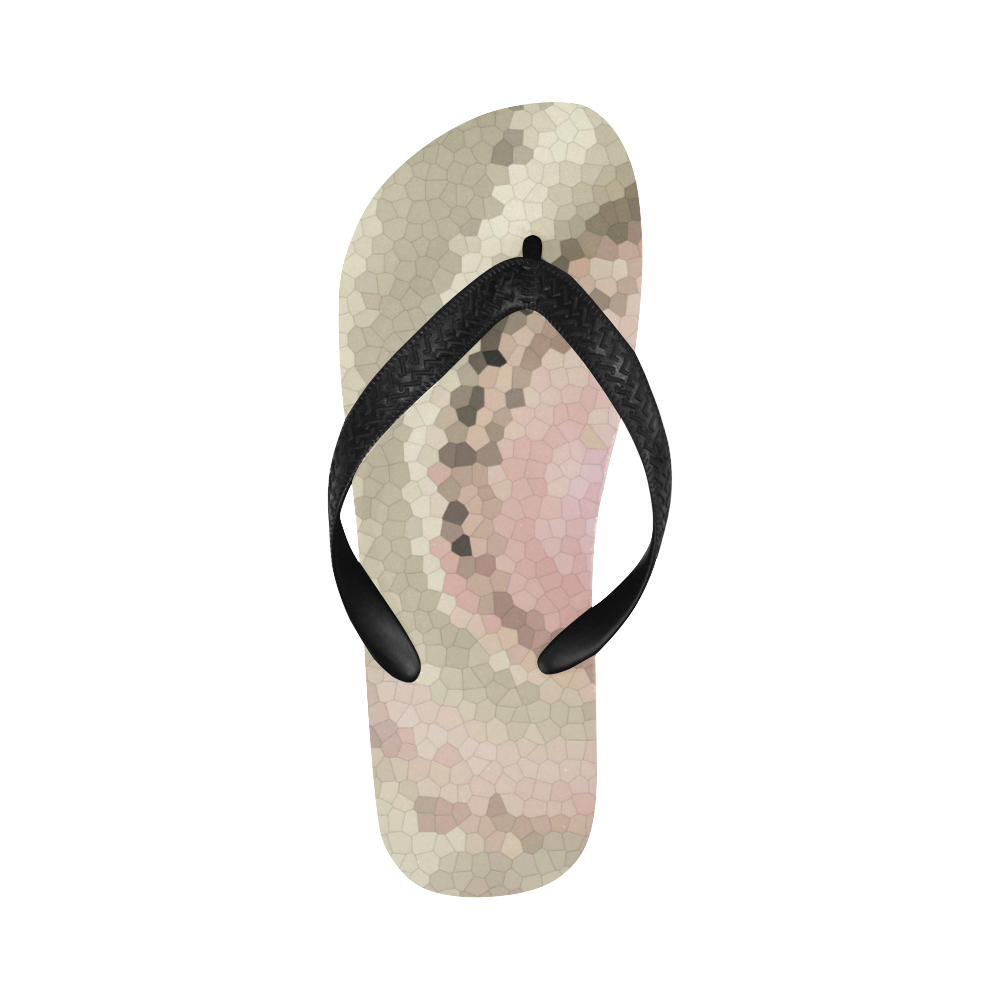 Beige pink mosaic Flip Flops for Men/Women (Model 040)