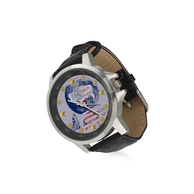 WOLF PACK WYOMING Unisex Stainless Steel Leather Strap Watch(Model 202)