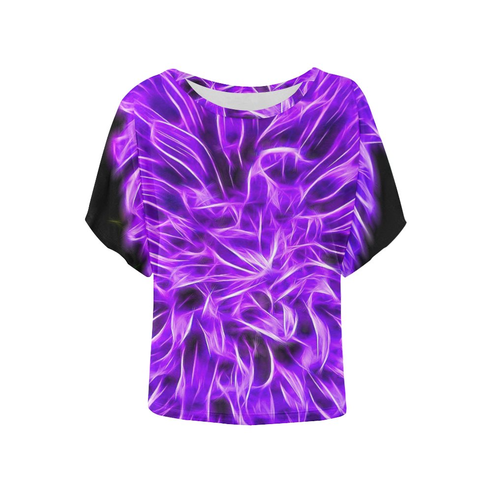 Lilac Chrysanthemum Topaz Women's Batwing-Sleeved Blouse T shirt (Model T44)