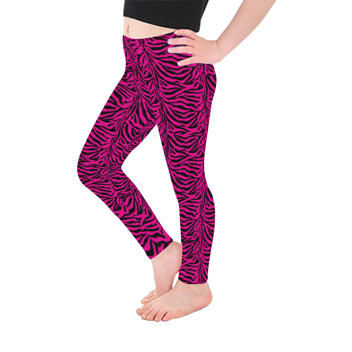 Halloween Zebra Hot Pink Pattern Kid's Ankle Length Leggings (Model L06)
