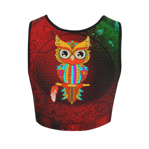 Cute owl, mandala design Women's Crop Top (Model T42)