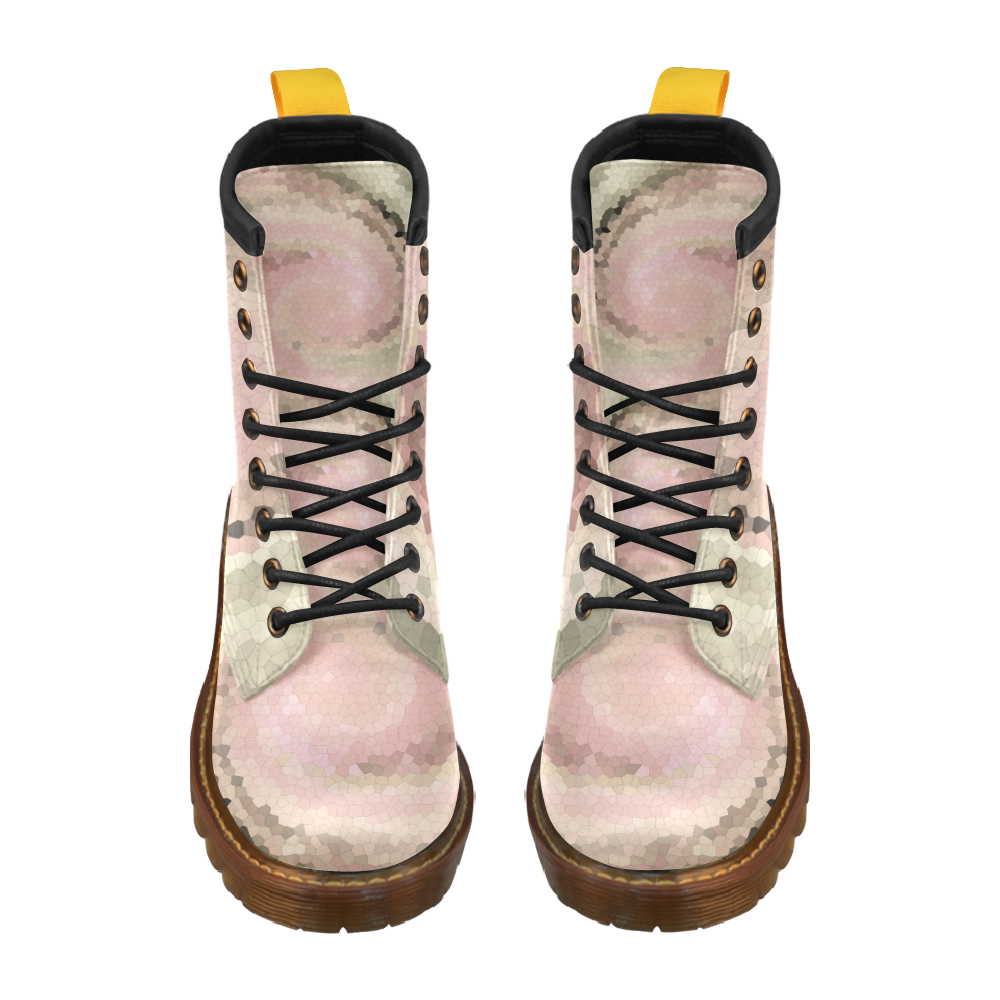 Beige pink mosaic High Grade PU Leather Martin Boots For Men Model 402H