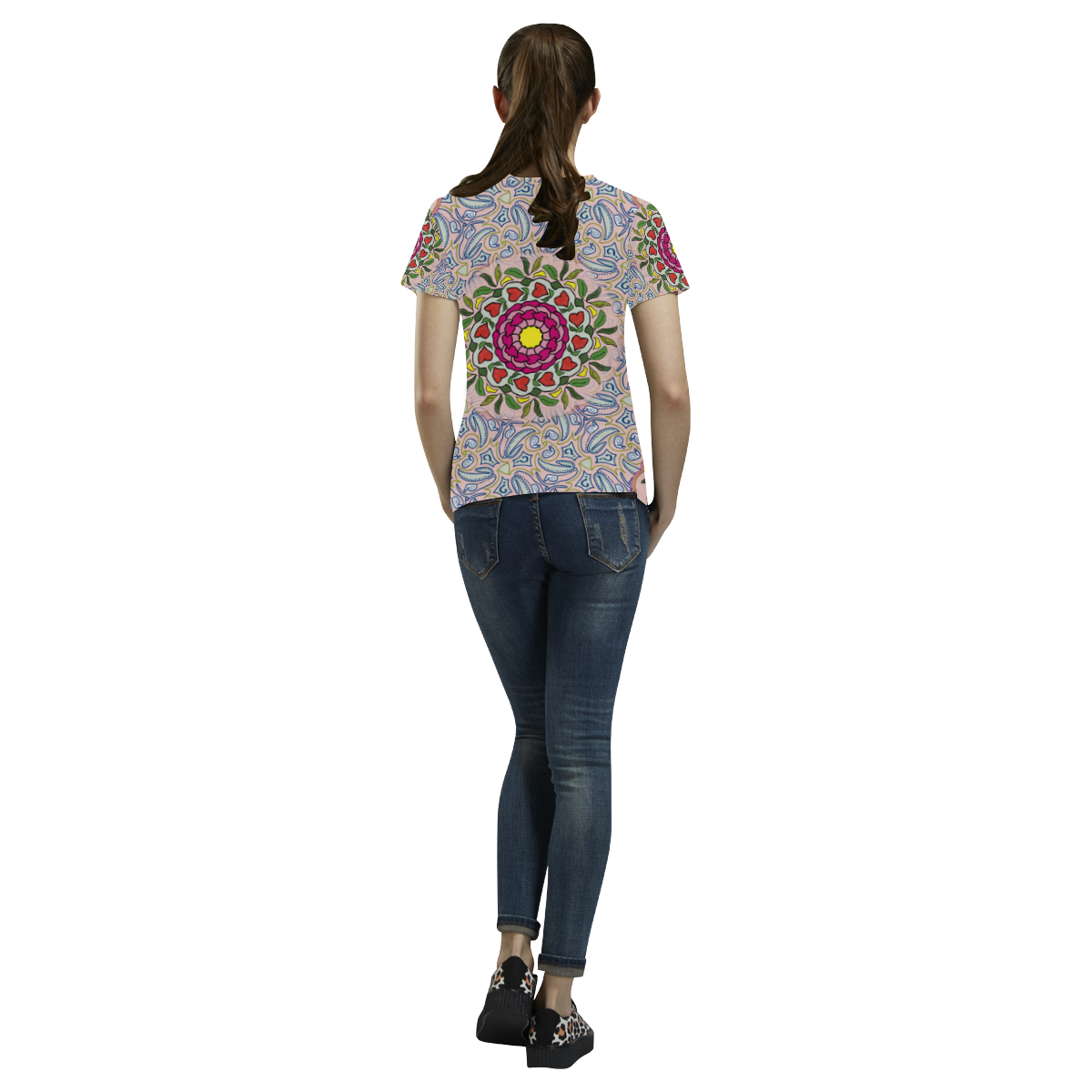Garden Party Doodle Art All Over Print T-Shirt for Women (USA Size) (Model T40)