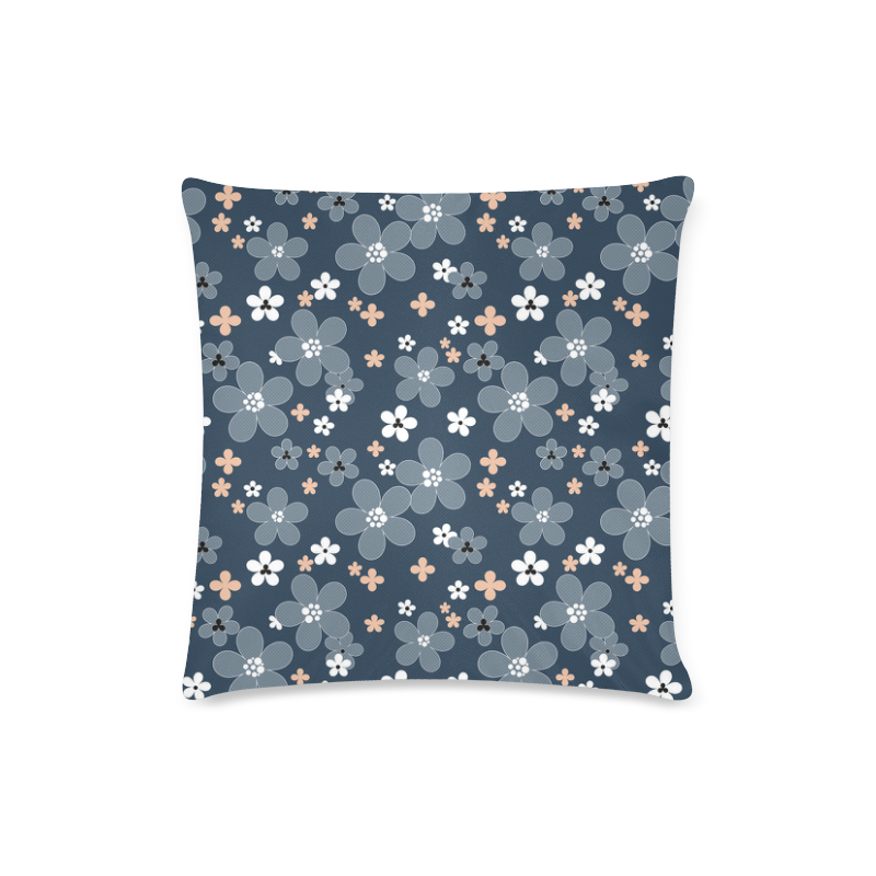 Blue floral pattern Custom Zippered Pillow Case 16"x16"(Twin Sides)