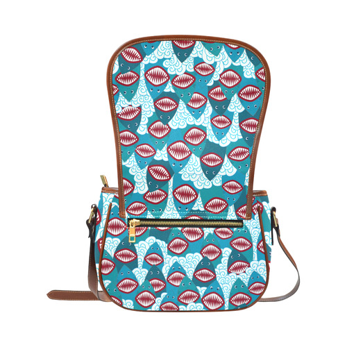 Angry Sharks Saddle Bag/Small (Model 1649) Full Customization