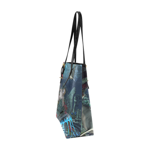 Beautiful mermaid swimming with dolphin Euramerican Tote Bag/Small (Model 1655)