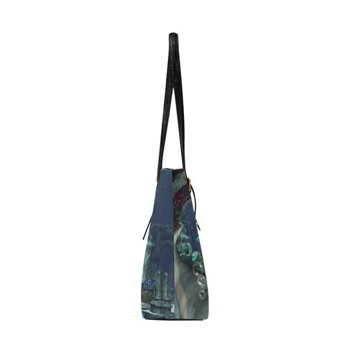 Beautiful mermaid swimming with dolphin Euramerican Tote Bag/Large (Model 1656)