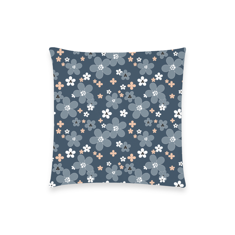 Blue floral pattern Custom  Pillow Case 18"x18" (one side) No Zipper