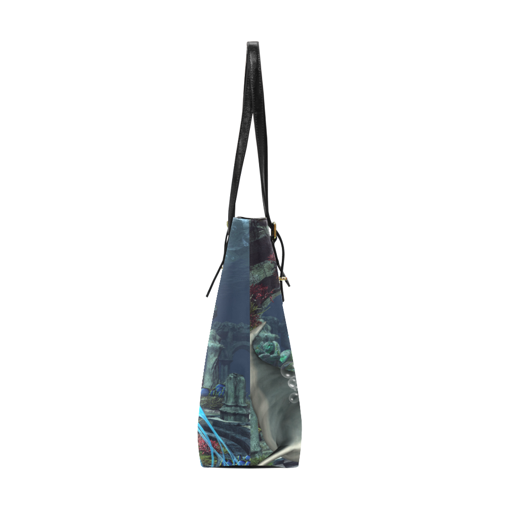 Beautiful mermaid swimming with dolphin Euramerican Tote Bag/Small (Model 1655)