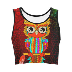 Cute owl, mandala design Women's Crop Top (Model T42)