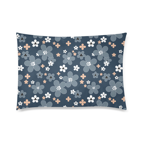 Blue floral pattern Custom Zippered Pillow Case 20"x30" (one side)