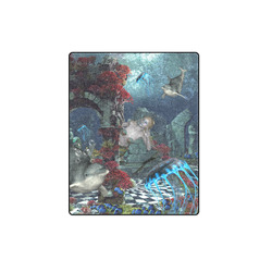 Beautiful mermaid swimming with dolphin Blanket 40"x50"