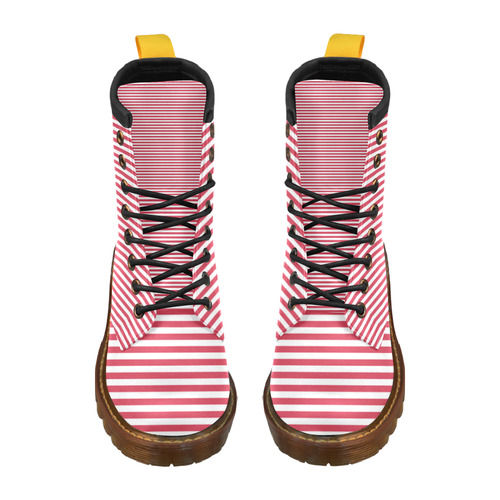 Striped pattern 3 High Grade PU Leather Martin Boots For Women Model 402H
