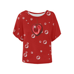 Valentine Heart Women's Batwing-Sleeved Blouse T shirt (Model T44)