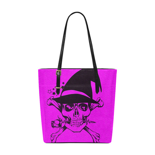 Funny Halloween Skull, hot pinkl by JamColors Euramerican Tote Bag/Small (Model 1655)