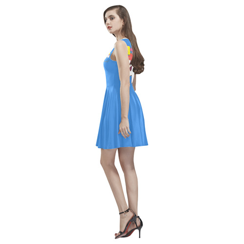 Raw yellow blue Thea Sleeveless Skater Dress(Model D19)