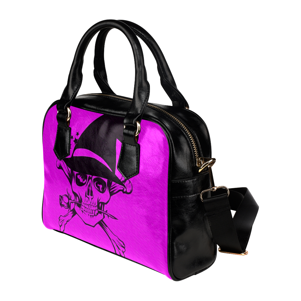 Funny Halloween Skull, hot pinkl by JamColors Shoulder Handbag (Model 1634)