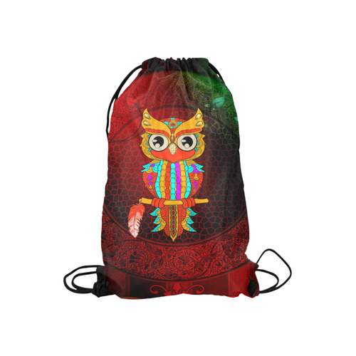 Cute owl, mandala design Small Drawstring Bag Model 1604 (Twin Sides) 11"(W) * 17.7"(H)