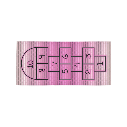 Kid's Pink Brick Hopscotch Area Rug 7'x3'3''