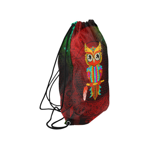 Cute owl, mandala design Small Drawstring Bag Model 1604 (Twin Sides) 11"(W) * 17.7"(H)