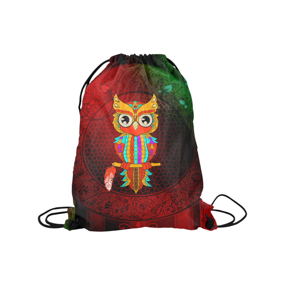 Cute owl, mandala design Medium Drawstring Bag Model 1604 (Twin Sides) 13.8"(W) * 18.1"(H)