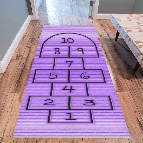 Kid's Purple Brick Hopscotch Area Rug 9'6''x3'3''