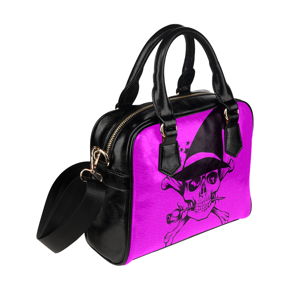 Funny Halloween Skull, hot pinkl by JamColors Shoulder Handbag (Model 1634)