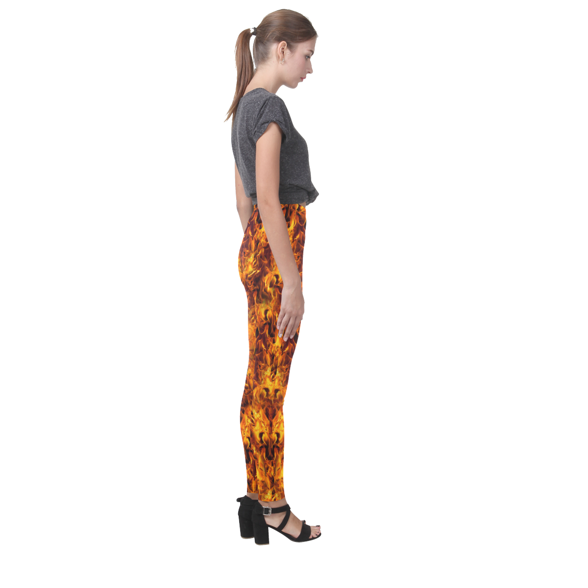 Halloween Flaming Fire Cassandra Women's Leggings (Model L01)