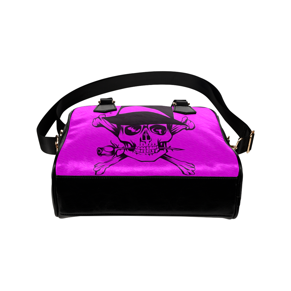 Funny Halloween Skull, hot pinkl by JamColors Shoulder Handbag (Model 1634)