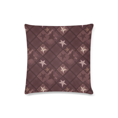 Chocolate brown patchwork Custom Zippered Pillow Case 16"x16"(Twin Sides)
