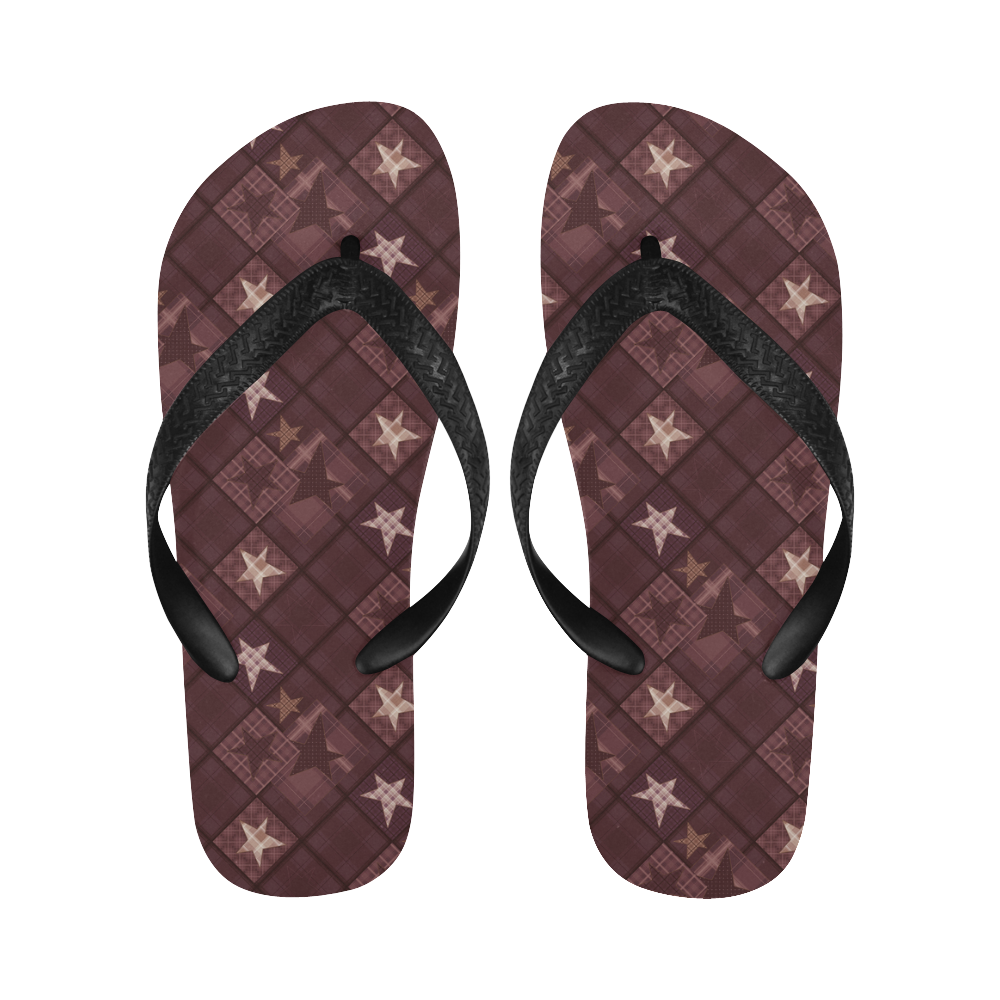 Chocolate brown patchwork Flip Flops for Men/Women (Model 040)