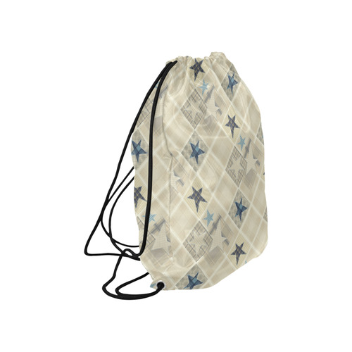 Light beige patchwork Large Drawstring Bag Model 1604 (Twin Sides)  16.5"(W) * 19.3"(H)