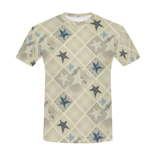 Light beige patchwork All Over Print T-Shirt for Men (USA Size) (Model T40)