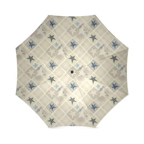 Light beige patchwork Foldable Umbrella (Model U01)