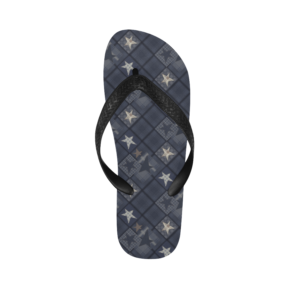 Dark grey blue patchwork Flip Flops for Men/Women (Model 040)