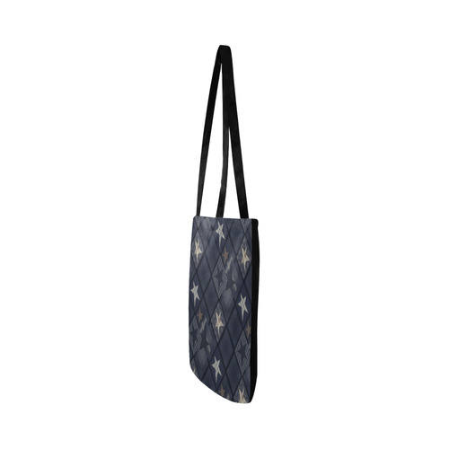 Dark grey blue patchwork Reusable Shopping Bag Model 1660 (Two sides)