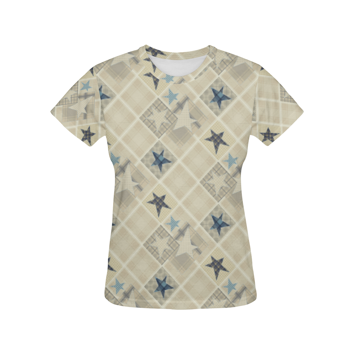 Light beige patchwork All Over Print T-Shirt for Women (USA Size) (Model T40)