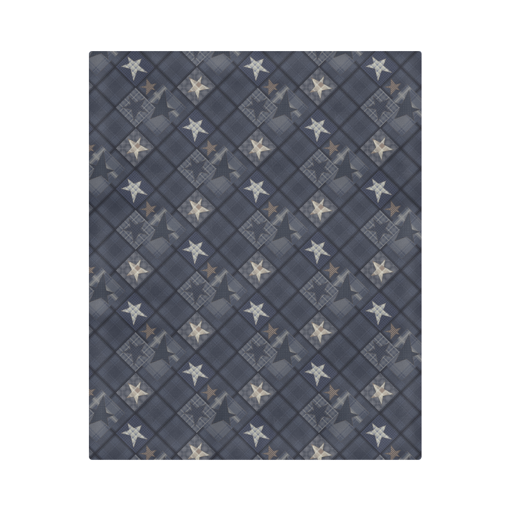 Dark grey blue patchwork Duvet Cover 86"x70" ( All-over-print)