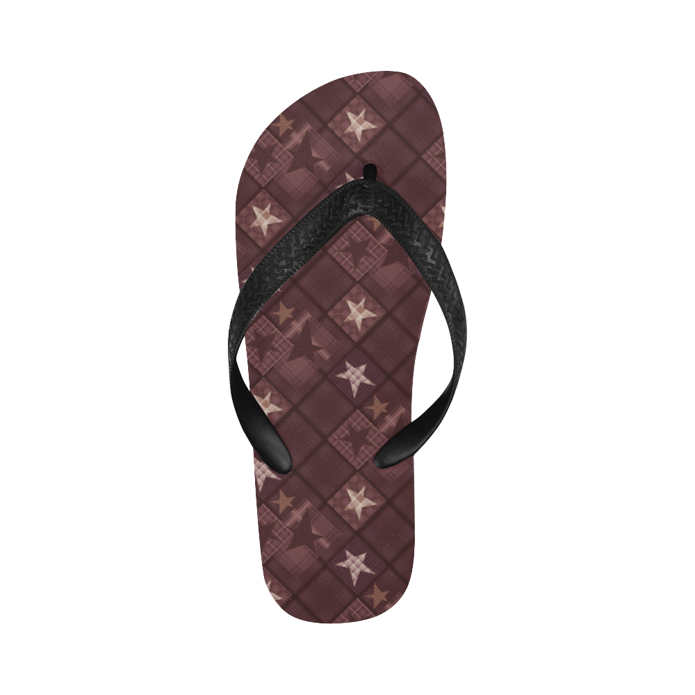 Chocolate brown patchwork Flip Flops for Men/Women (Model 040)