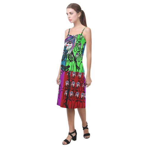 Skeleton sugarskull dancers - multo colored Alcestis Slip Dress (Model D05)