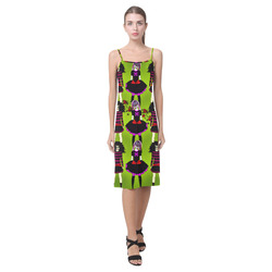 Day of the dead sugarskull friends - green Alcestis Slip Dress (Model D05)