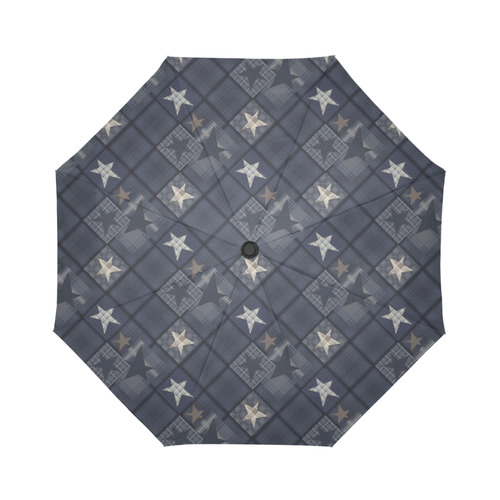 Dark grey blue patchwork Auto-Foldable Umbrella (Model U04)