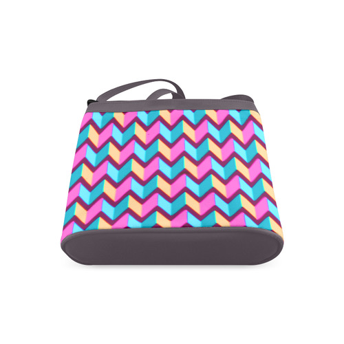 Blue Pink Gold Geometric Pattern Crossbody Bags (Model 1613)