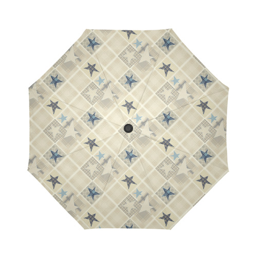 Light beige patchwork Auto-Foldable Umbrella (Model U04)