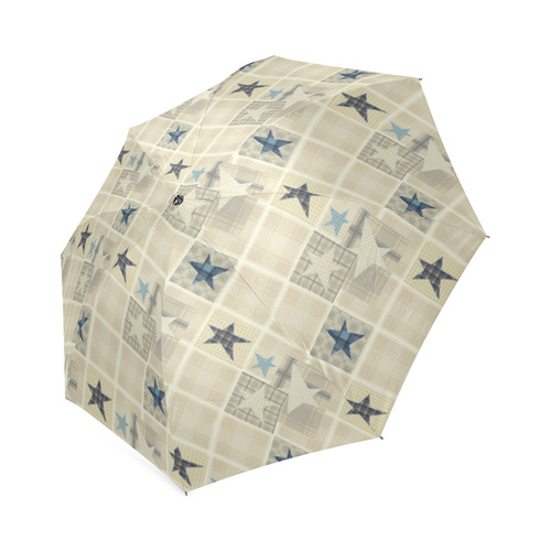Light beige patchwork Foldable Umbrella (Model U01)