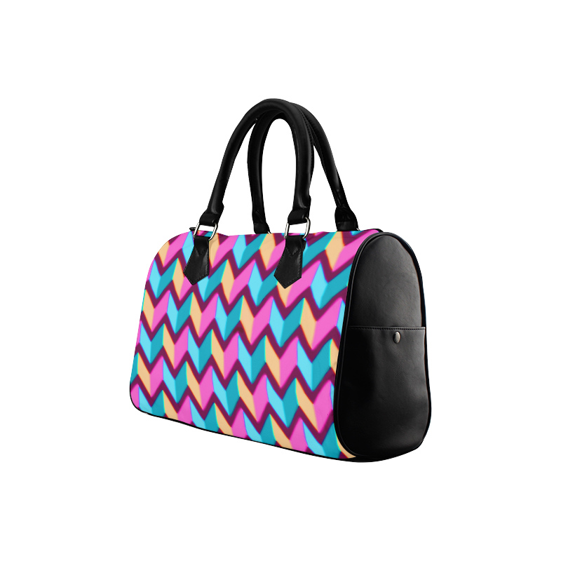 Blue Pink Gold Geometric Pattern Boston Handbag (Model 1621)