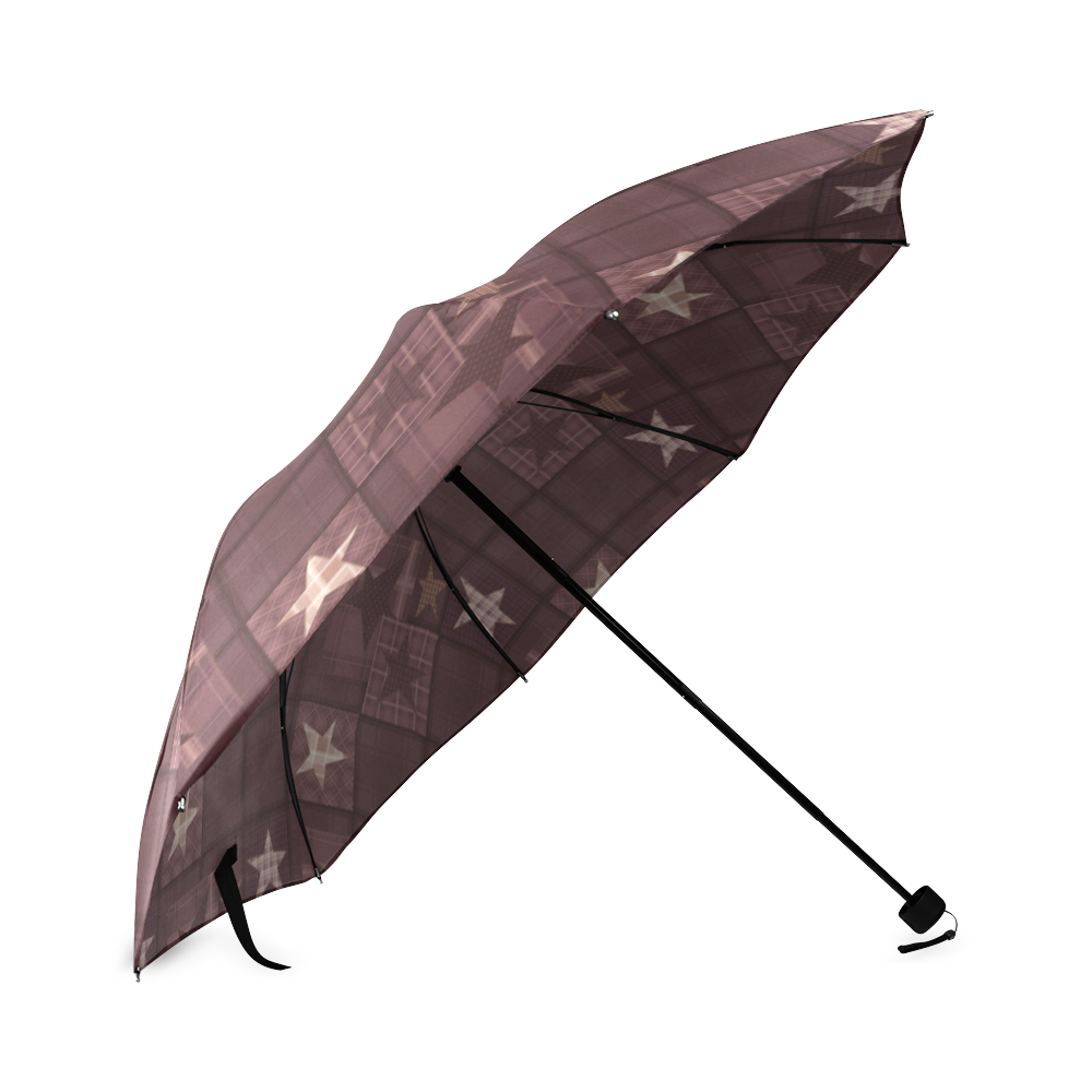 Chocolate brown patchwork Foldable Umbrella (Model U01)