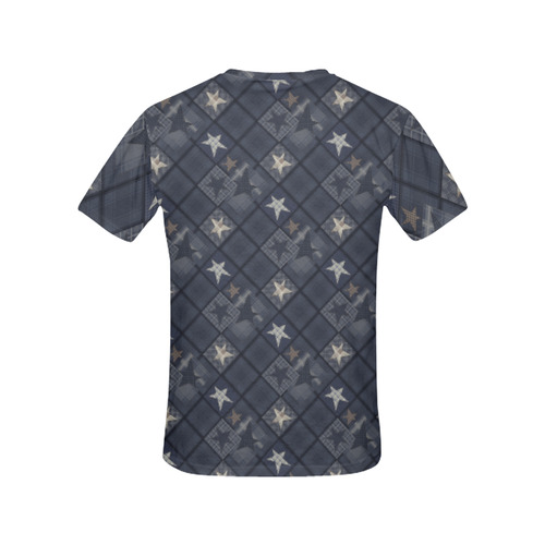 Dark grey blue patchwork All Over Print T-Shirt for Women (USA Size) (Model T40)